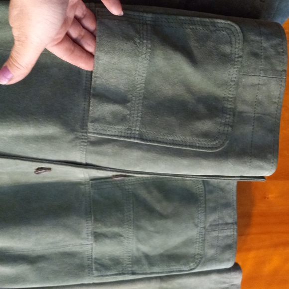 Vintage - Monterey Bay - 100% Suede - Seafoam Green - Button Up Jacket - *MED* - Picture 3 of 10
